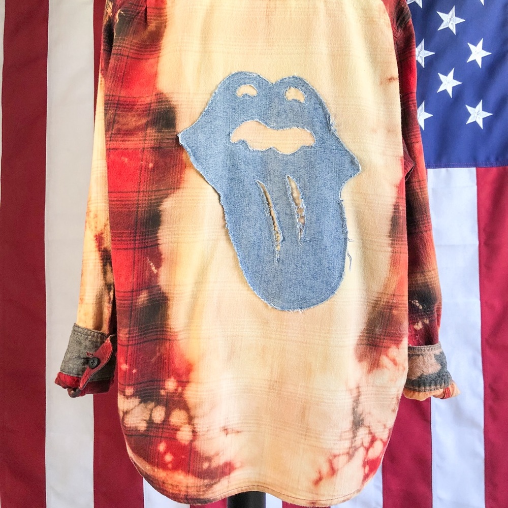 Red/black Rolling Stones bleached flannel
